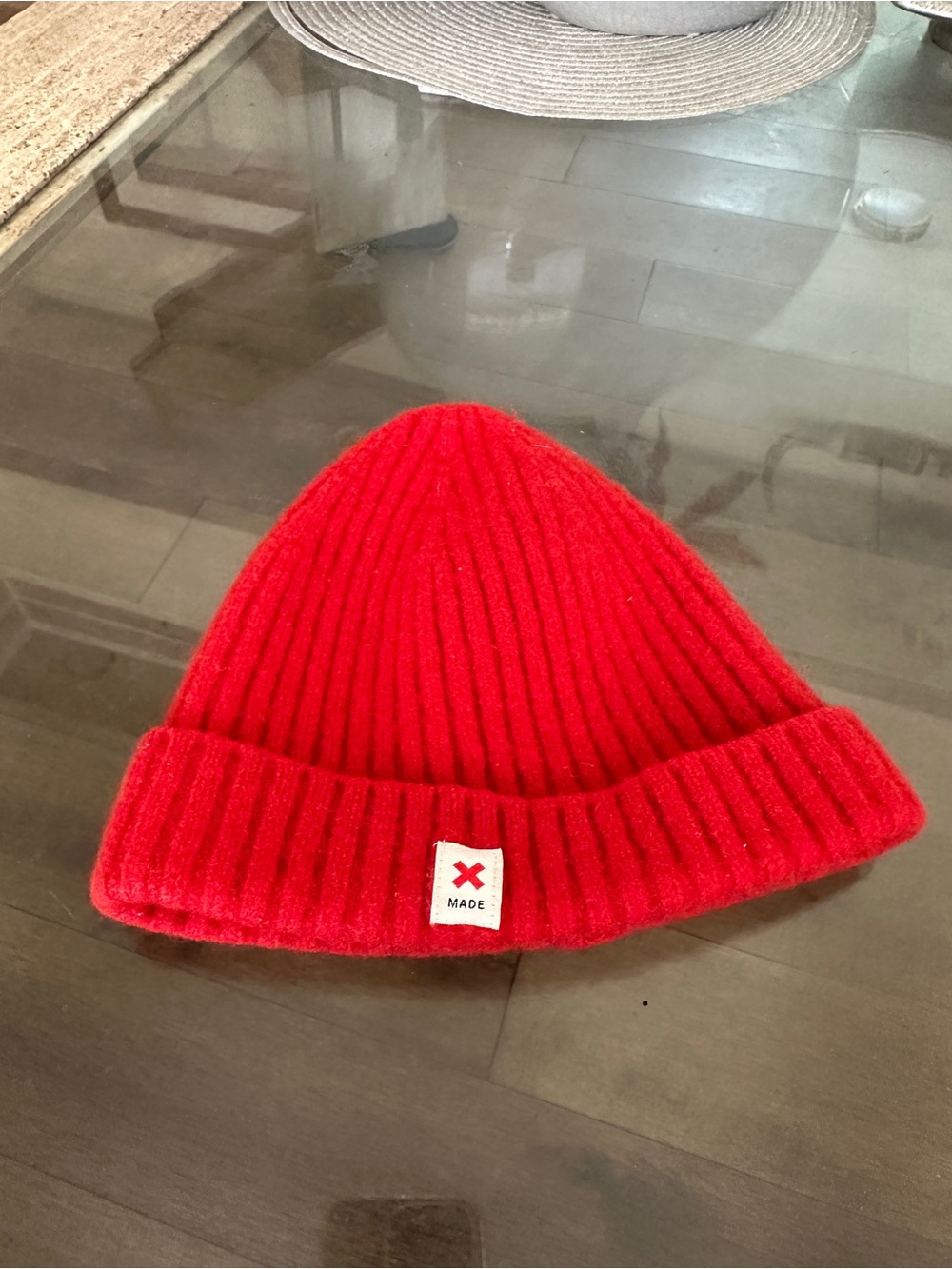 Red Ribbed Kids Knit Beanie